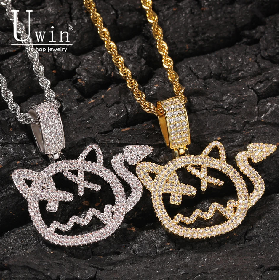 Uwin Маленькая подвеска дьявола Bling Full Iced Out Рок Хип хоп панк украшения цепочка для