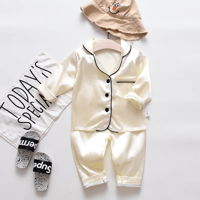 Fashion boutique little bear kids summer fall pajamas ice silk baby girl boys set - Цвет: Темно-серый