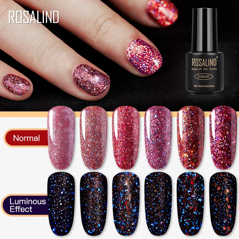 ROSALIND Red Diamond Блестящий Гель-лак для ногтей полуперманентный УФ все маникюра