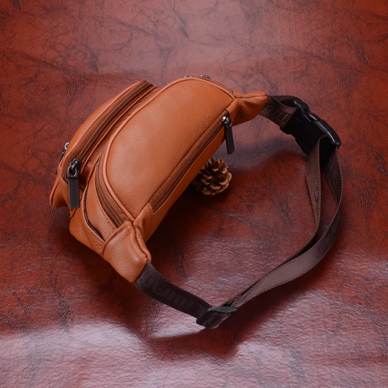 

2019 Genuine Leather Men Wallet Korean-style Fashion Outdoor Sports Chest Bag Fashion Man Bag Casual Leather Bag