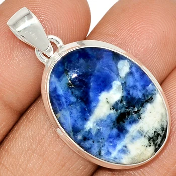 

Genuine SODOLITE Pendant 925 Sterling Silver, Total Length : 39.7 mm, AP6969