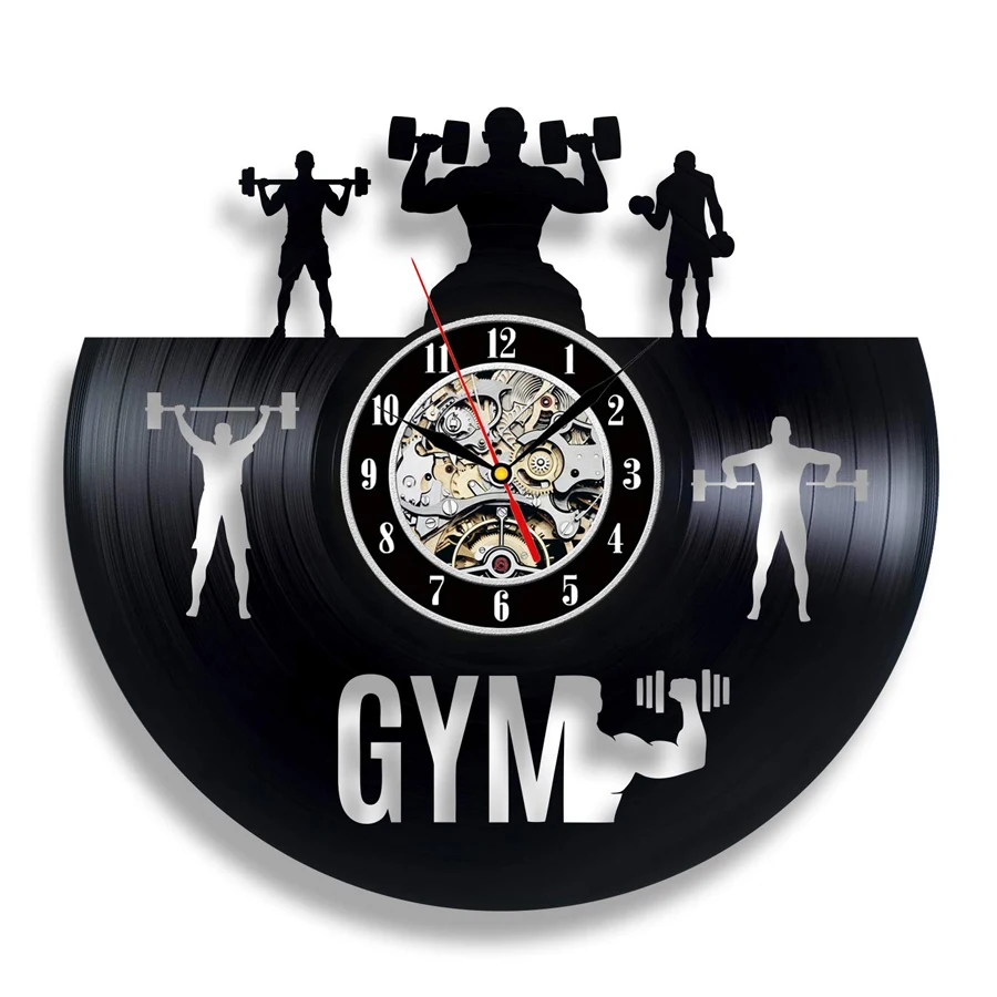 No Pain No Gain Gym Vinyl Record Wall Clock Fitness Bodybuilding Lover Wall Art