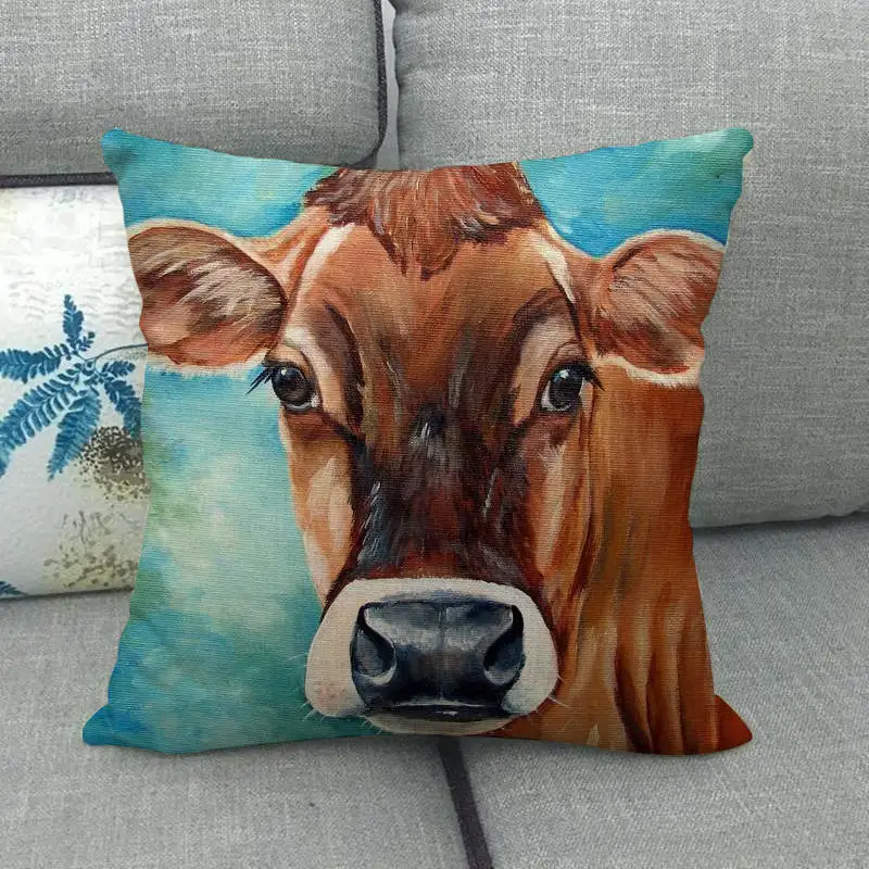 45 см* 45 см дизайнерская льняная/хлопковая наволочка с рисунком коровы, наволочка для дивана, наволочка для подушки, декоративная подушка для дома