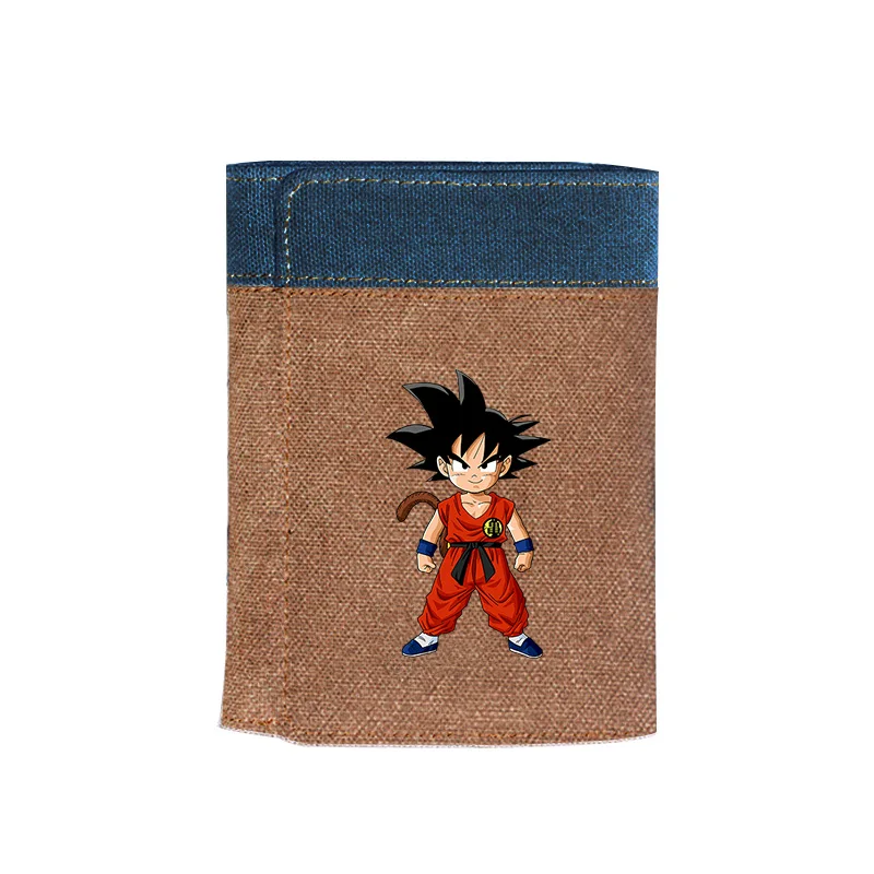 Супер короткий кошелек Dragon Ball Аниме Сон Гоку сумка для денег мультфильм ID держатель для карт холст Демин Синий кошелек для монет Kakarotto Carteira