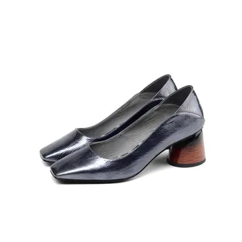 

Brand natural genuine leather women heels shoes fashion comfortable round toe high heel shoes kitten heels shoes woman