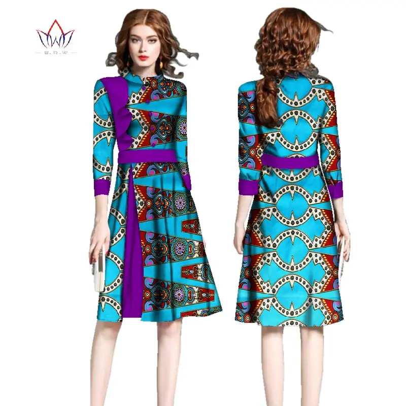 Платья размера плюс модное платье 6XL Vestidos De праздничное Дашики с круглым вырезом Женская традиционная африканская одежда натуральный 5xl WY2479 - Цвет: 3