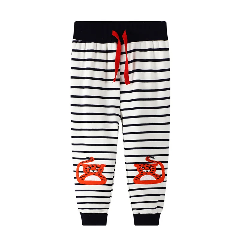 

Baby Boy Girls Sweatpants Elepant Tiger Trousers Stripe Children's Knitted Cotton Drawstring Toddler Animals Long Pants