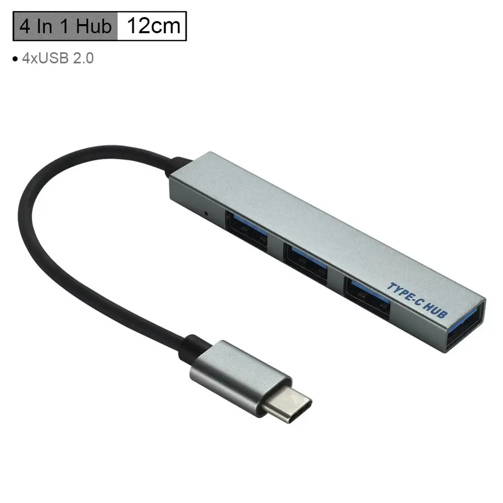 4 в 1 USB-C 3,1-3 порта USB 2,0 разветвитель USB-C-USB 2,0 type C концентратор конвертер OTG Кабель-адаптер для Macbook Pro iMac ПК