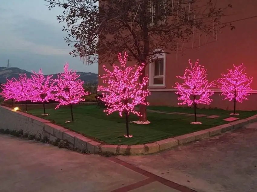 1.5M 1.8m 2m Shiny LED Cherry Blossom Christmas Tree Lighting Waterproof Garden Landscape Decoration Lamp For garden home decor