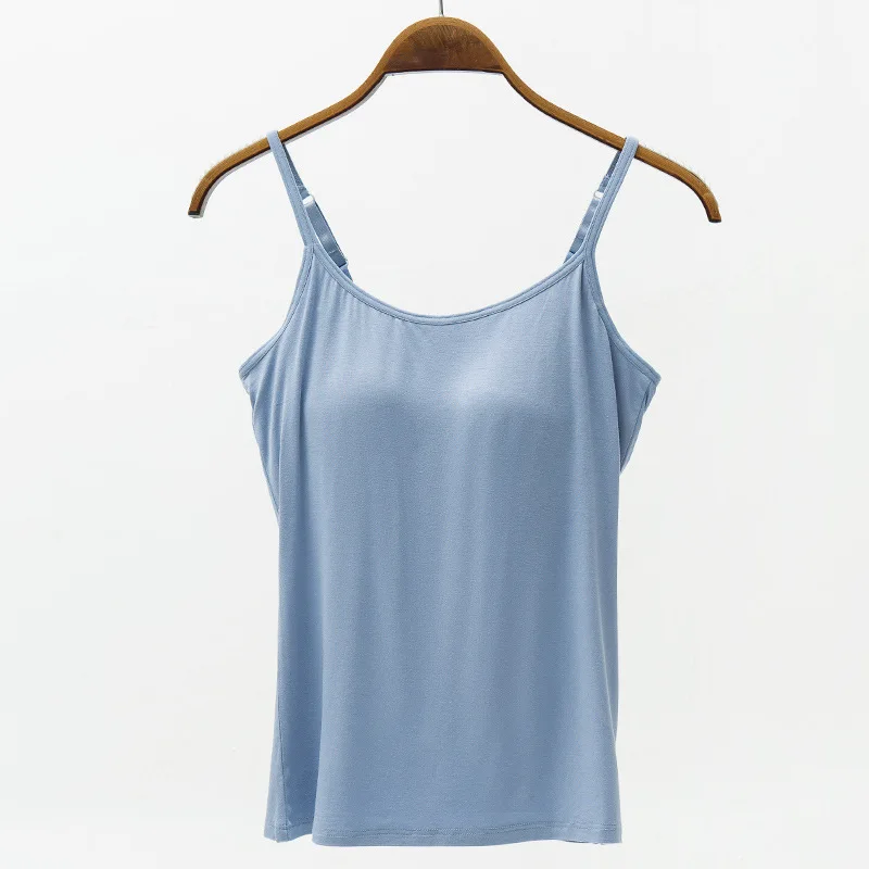 Women Cami Crop Top with Adjusted Spaghetti Strap Push Up Padded