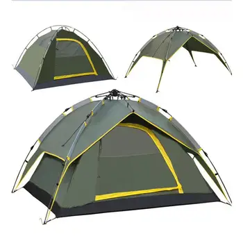

High Quality Double Layer 3/4 Person Rainproof Outdoor Tourist Camping Tent for Hiking Fishing Hunting Army Green HWC