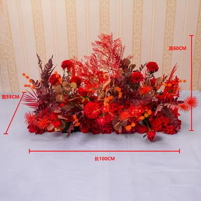 Autumn red Эстетическое Новое корейское искусственное свадебное ряд цветов сцена T сценический цветок искусство дорога ведущий Свадьба Добро пожаловать область дисплей сцена макет - Цвет: Autumn red