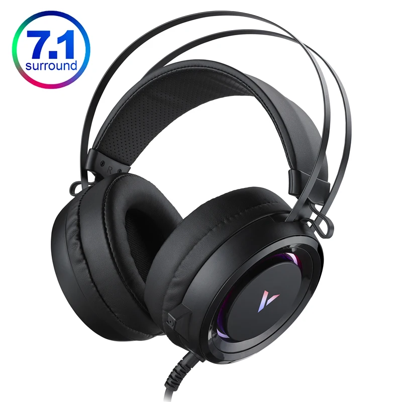 Rapoo VH500C Gaming Headset Virtual 7.1 Surround Sound Headphone RGB LED Light 50mm Driver Unit with Mic for PS4 FPS PC Gamer