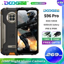 Doogee S96 Pro IP68 Waterproof Rugged Smartphone Helio G90 Octa Core 8GB+128GB Infrared Night Vision 6350mAh Mobile Phone NFC