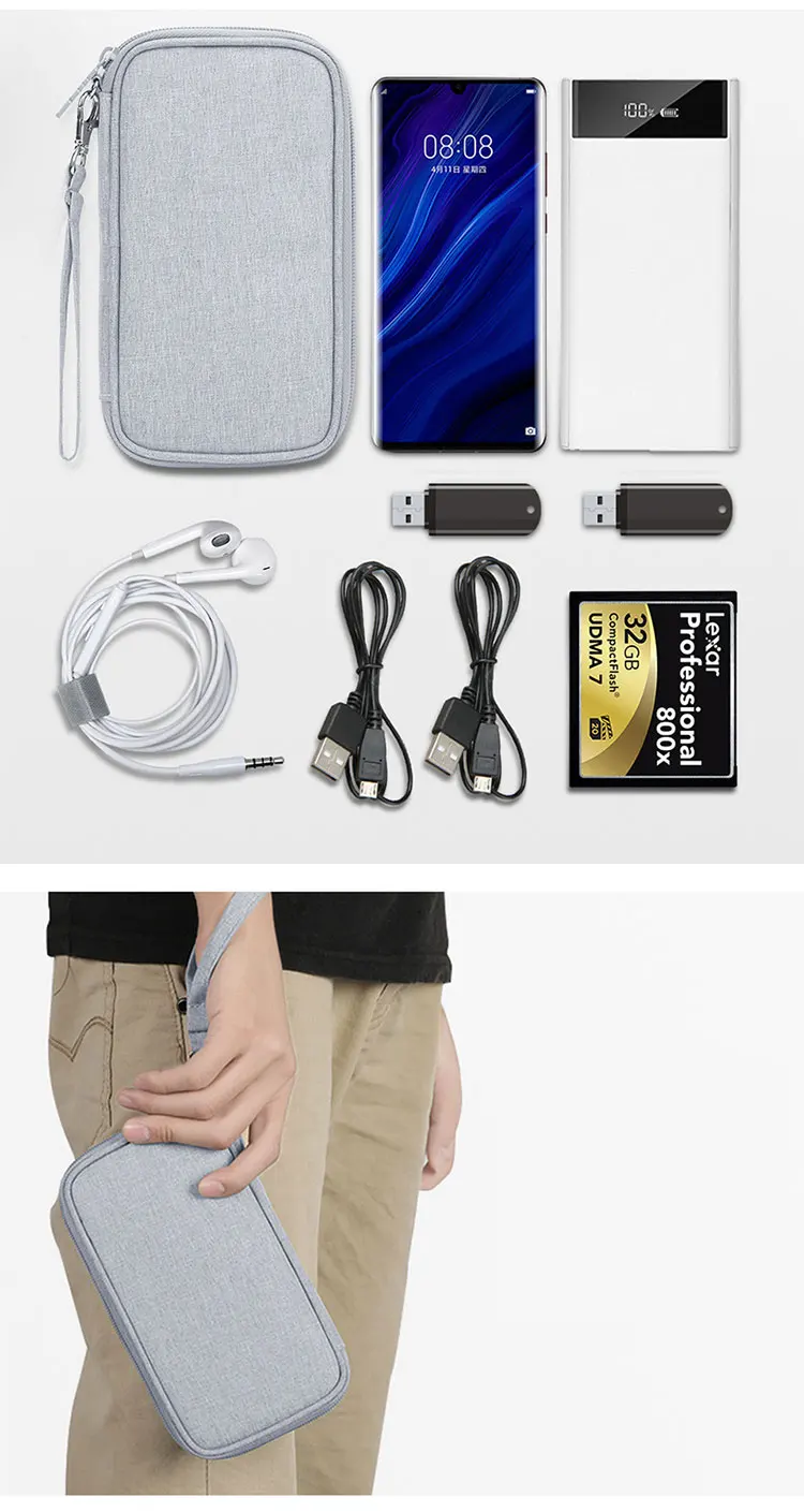 Многофункциональная деловая дорожная цифровая сумка USB кабель зарядное устройство Органайзер сумка для хранения электроники чехол из полиэстера аксессуары