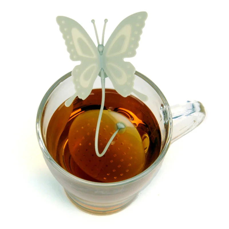 

1 Pc Black Green Tea Filter Diffuser Butterfly-Shape Tea Cup Infuser Strainer with String Silicone Tea Ball Mesh Bag Holder