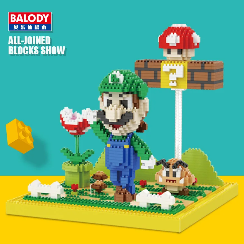 Balody 16031 мини блоки мультфильм строительные игрушки для детей Juguetes аукциона аниме модель Luigi детские подарки Марио сборки