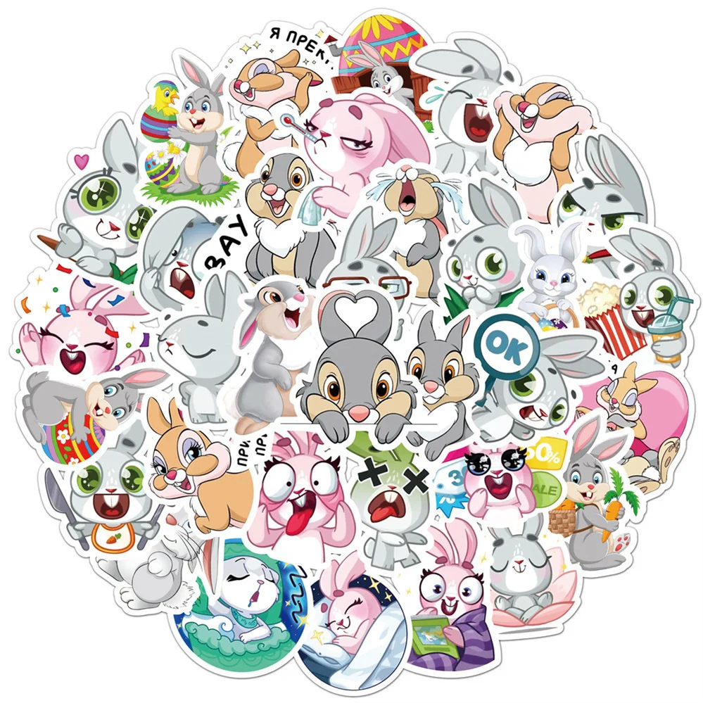 10/30/50PCS Cute Cartoon Rabbit Graffiti Stickers Hand Account Materials Notebook Decoration Stickers Personality Toys Wholesale 50pcs shiny 3d embossed back films rear cover protector skin sticker for iphone samsung phone plotter diy decoration materials