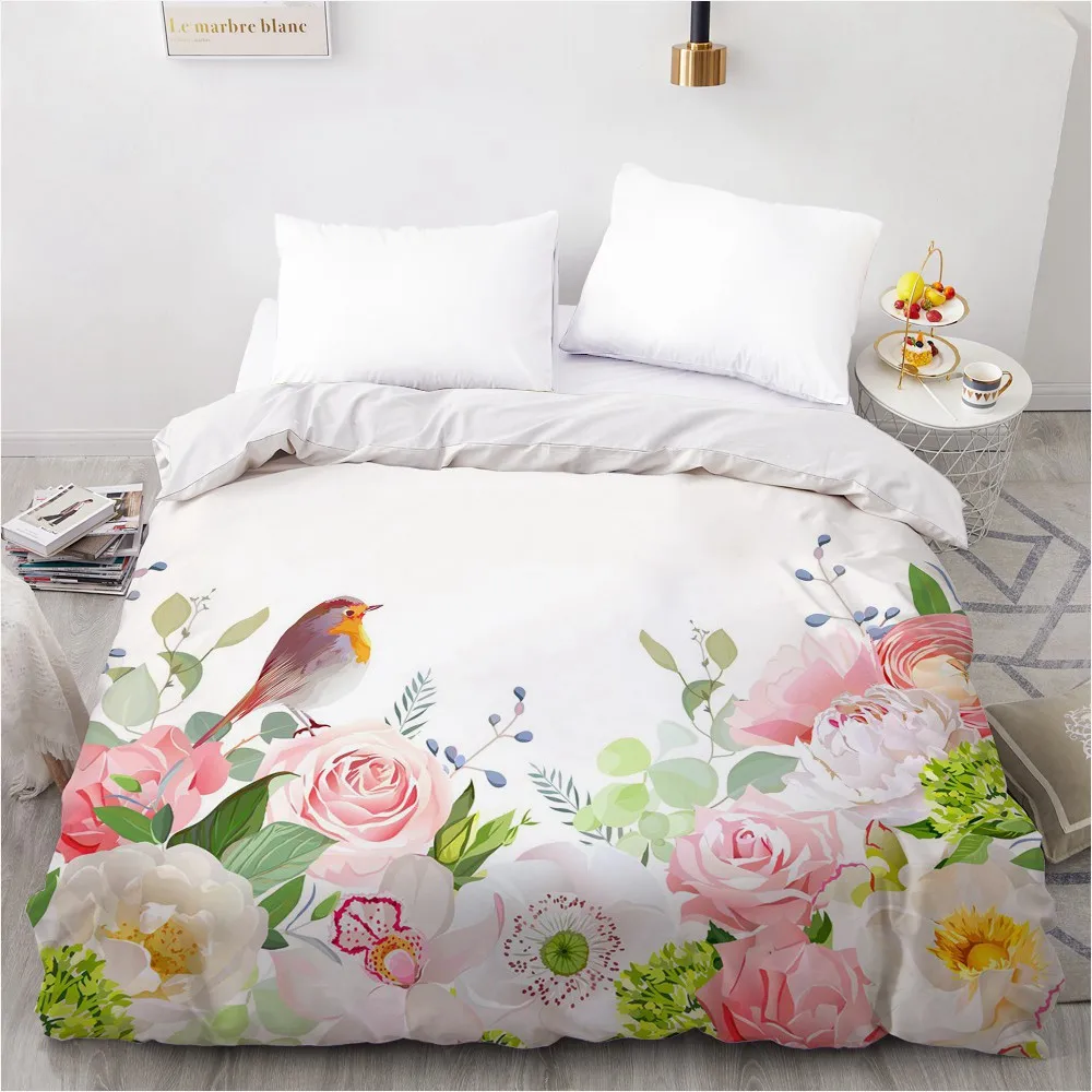 

3D Duvet Cover Custom 200X200 220x240 Comforter/Quilt/Blanket case Single Double King Bedding For Wedding Floral Microfiber