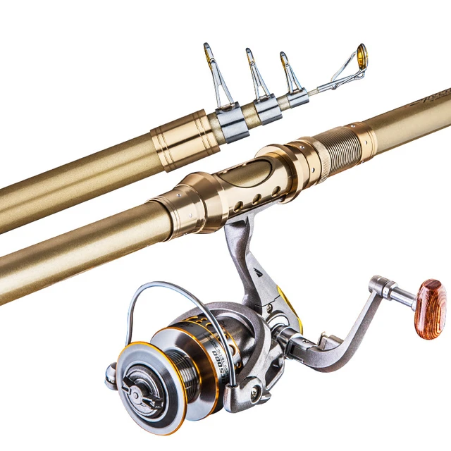 2.1-2.7M Telescopic Fishing Rod Sea Saltwater Spinning Pole Reel