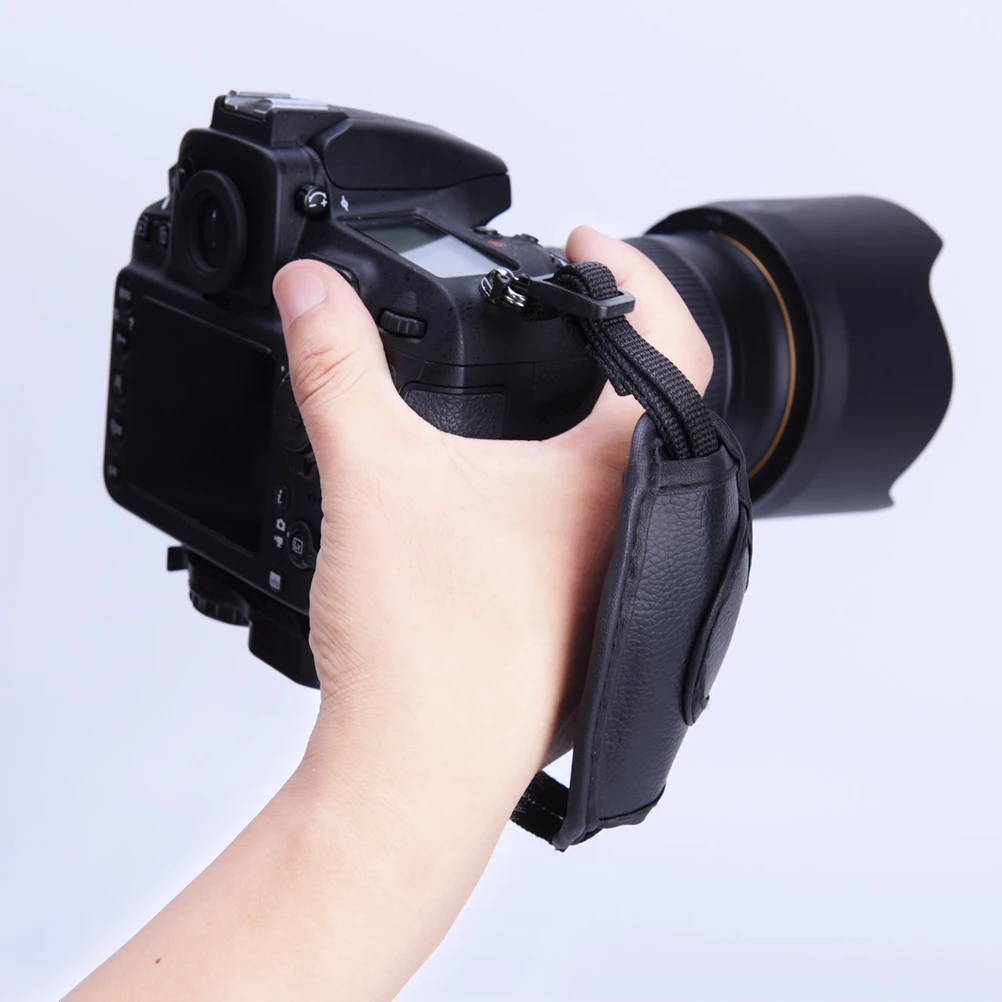 블랙 핸드 그립 카메라 스트랩 PU 가죽 핸드 스트랩 Dslr 카메라에 대 한 니콘에 대 한 에 대 한 캐논 D800 D7000 D5100 D3200