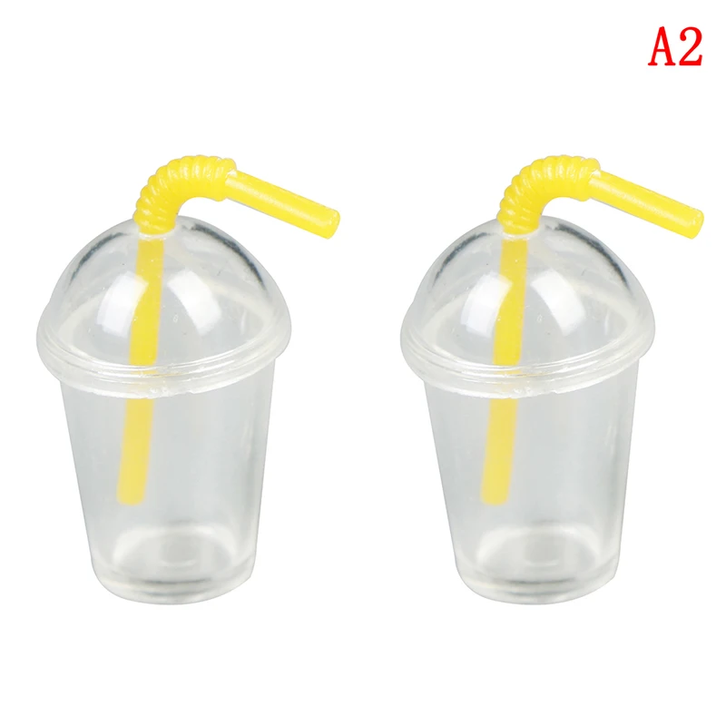 2Pcs 2/4 шт. 1/12 миниатюрный соломы Кофе Чашка Модель мороженого напитков мини Еда играть аксессуары для куклы - Цвет: 2Pcs