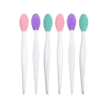 

6pcs Silicone Nose Clraning Brushes Double Side Long Handle Manual Blackhead Brushes (Purple Pink Mint Green for Each 2pcs)