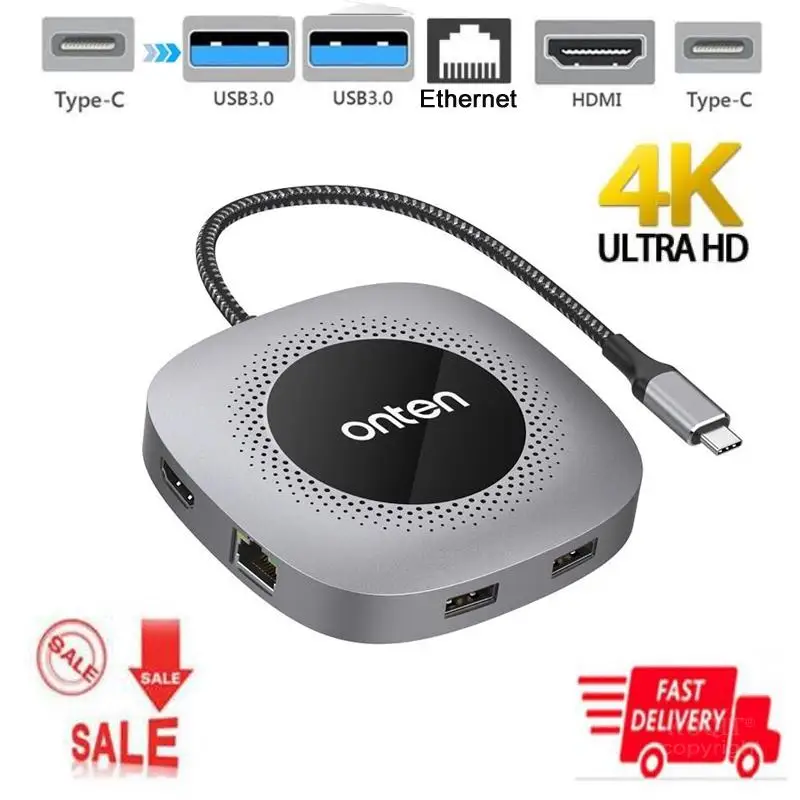 Распродажа 6 в 1 мульти USB C концентратор USB 3,0 HDMI RJ45 Gigabit Ethernet PD зарядное устройство адаптер USB C док-станция Тип c концентратор конвертер