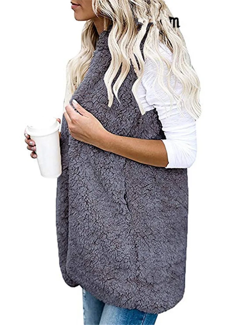 AliExpress, модный шерстяной кардиган с капюшоном, жилет без рукавов, Короткое женское пальто