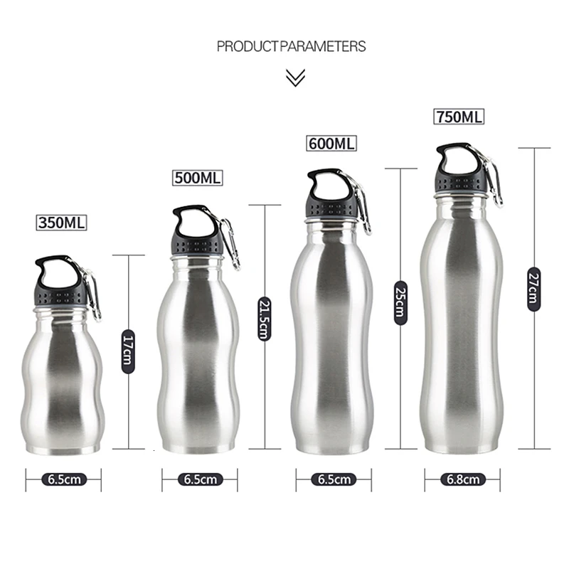 350ML/750ML Stainless Cola Motion Sports Water Bottle Rugged Water Cup Monolayer Metal Color Cola Drink Bottle Drinkware - Цвет: 1