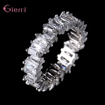 

New Silver/Gold Color Finger Rings Shiny Cubic Zirconia 925 Sterling Silver Round Rings For Women/Girls Wedding/Engagement