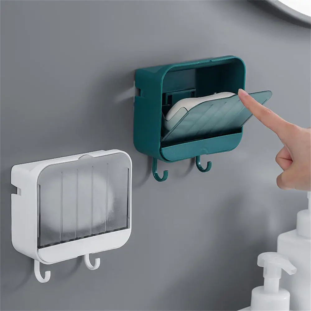 Drain Dish Storage Shower Shelf Free-Hanging Rack Holder Soap Box Bathroom Wall 
