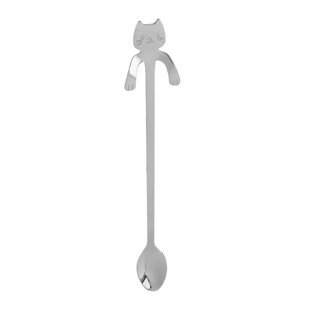 Cat Steel Coffee Soup Tea Spoon Ice Cream Cocktail Kitchen Tableware Teaspoons