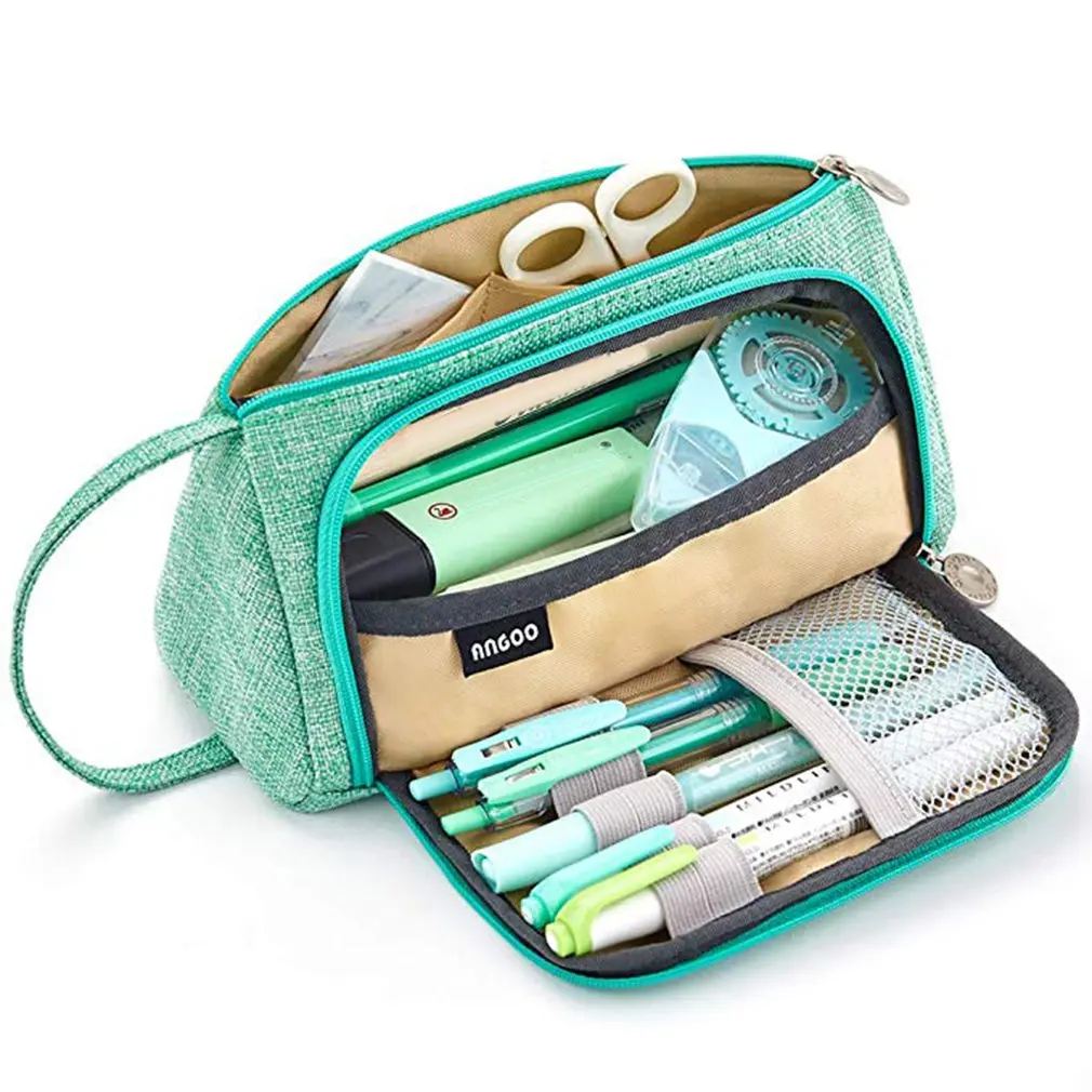 

Canvas School Pencil Cases for Girls Boy Big Capacity Colored Canvas Storage Pouch Pencil Case Stationery Bag Multi-layer