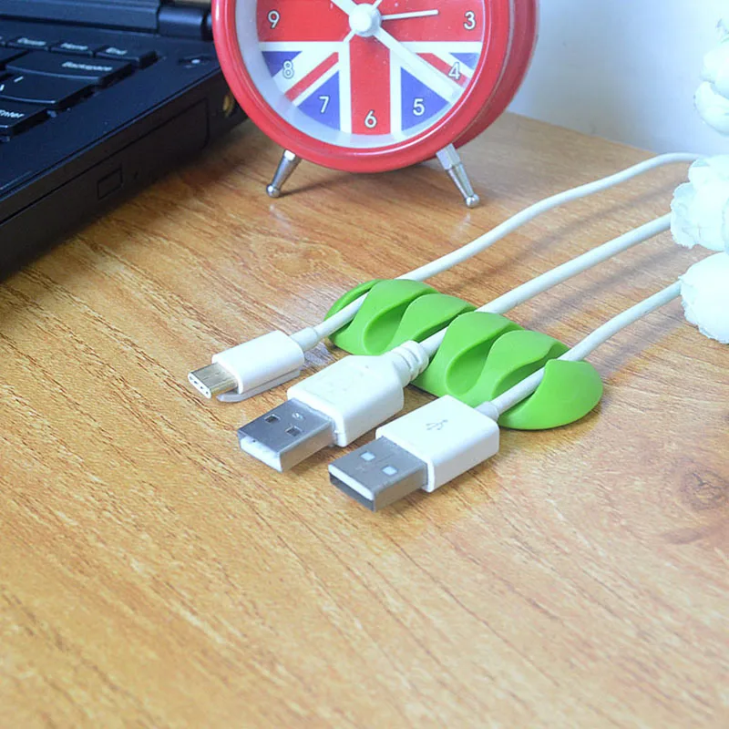 1 шт. цветной USB Кабельный органайзер, силиконовые зажимы для управления, держатель для наушников, кабельные стяжки, провод для наушников, длинный ремешок, держатель