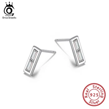 

ORSA JEWELS Real 925 Sterling Silver AAAA Zircon Earring Temperament Rectangular Shape for Women Fashion Jewelry SE322