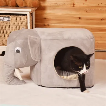 

New Cat House Elephant shape Winter Warm Dog Pet Kennel Nest Comfortable Top Quality cat sleeping bed
