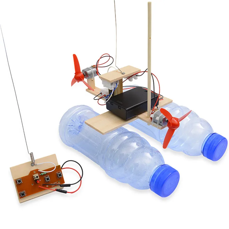 Nouveau bateau en bois RC enfants jouets assemblage télécommande bateau jouets batterie alimenté jouet éducatif expérience scientifique modèle Kits