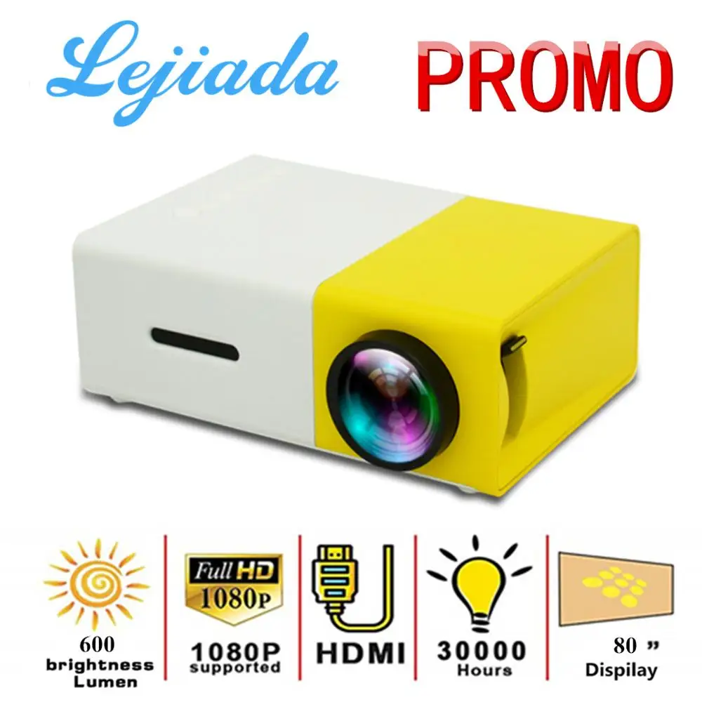 Светодиодный мини проектор LEJIADA YG300 Pro 480x272 пикселей поддержка 1080P HDMI USB аудио