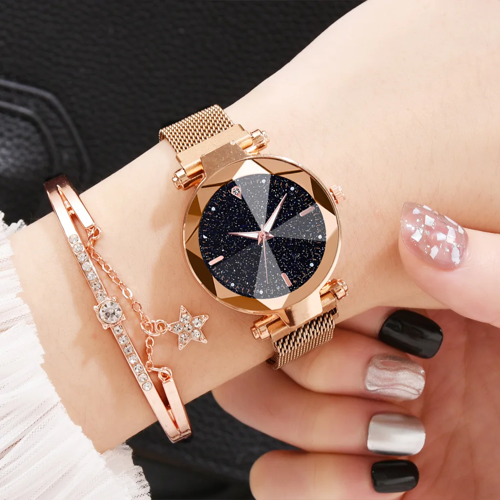 Звездное небо роскошные женские часы и браслет элегантные женские наручные часы женские кварцевые наручные часы для молодых девушек водонепроницаемые часы Reloj Mujer