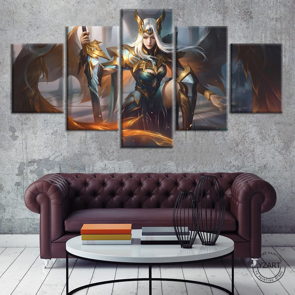 5pieces LOL Video Game Poster Sexy Animation Girl Character Kayle Canvas Wall Painting Bedroom Decor Gaming Art | Дом и сад