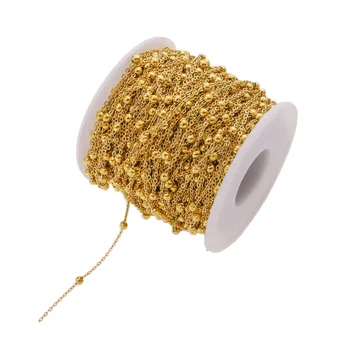 

2 Meters Stainless Steel Gold Beaded Satellite Cable Link Chain for DIY Anklet Necklaces Bracelet Jewelry Making Accessories bts
