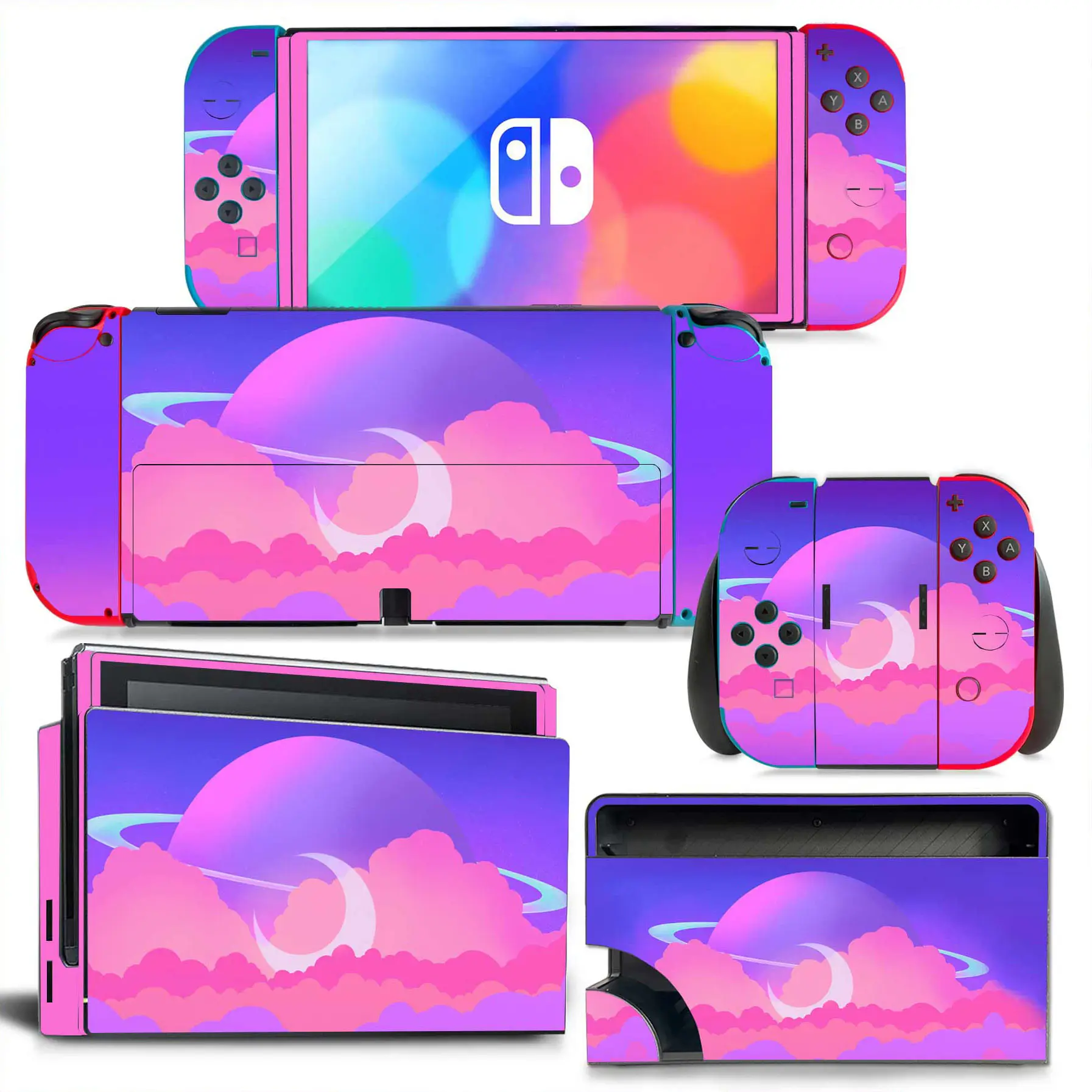 Customize Game Anime Cartoon Cute Pink Metroid Vinyl PVC Skin Sticker For Nintendo Switch OLED Model 