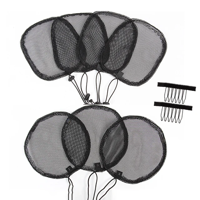 Lot De 6 Filets à Cheveux Noirs - 3 Ronds, 3 Carrés - Pour Queue De Cheval Afro, Bouffant