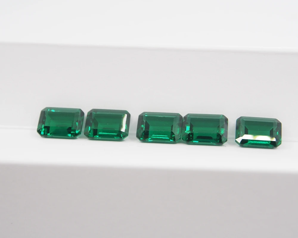 9*7mm 2cts Lab Created Zambia Green Emerald Gem stone Hydrothermal Octagon cut Emerald earring jewelry for women