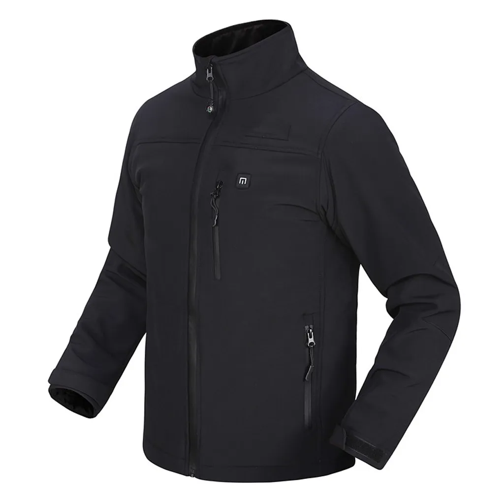 Походные куртки, ветровка, Зимняя мужская теплая куртка на молнии с длинным рукавом и USB подогревом, пальто chaqueta tactica hombre#301024