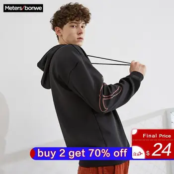 

Metersbonwe Spring New Basic Hoodies Male Sweatshirt High Quality printing Fashion Handsome street Men Skateboard Hoodies