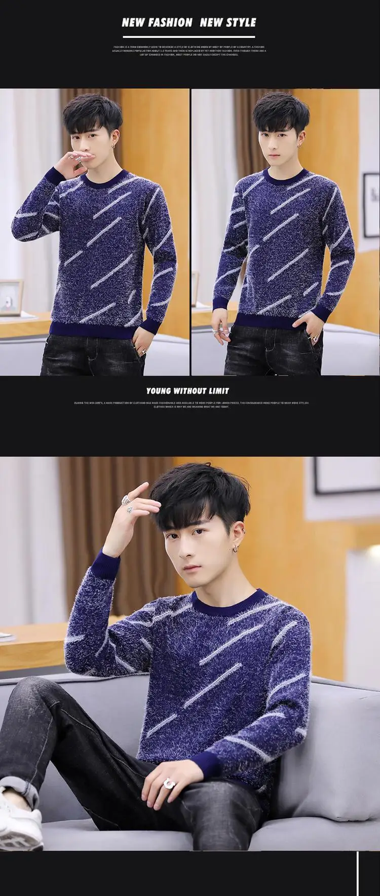 Men's fashion autumn / winter sweater Casual Striped Men O-Neck Pullovers Knitted Male Long Sleeve Mens Sweaters Knitwear