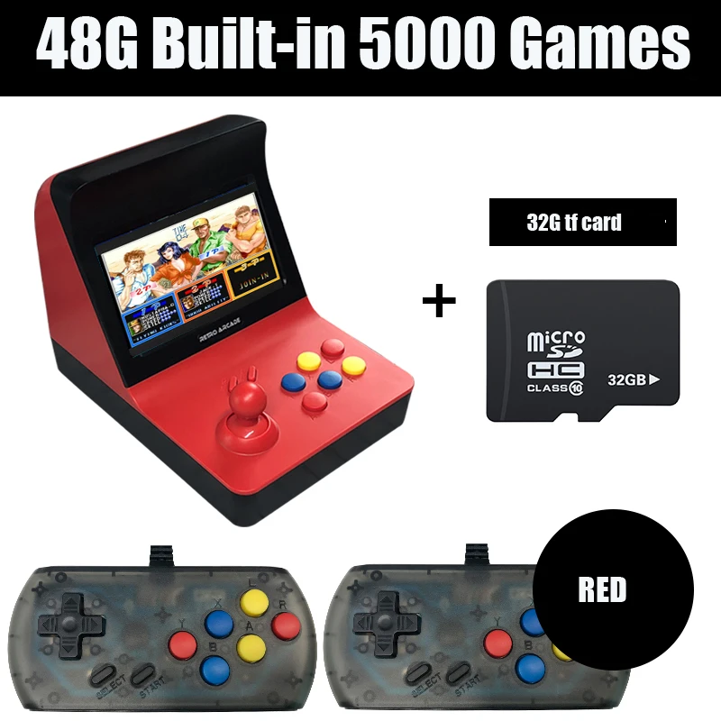 POWKIDDY A8 ретро мини игровая консоль 64 бит видео игровая консоль встроенные 3000 игры Ручной игровой плеер лучший подарок ретро аркадная - Цвет: RED 48G