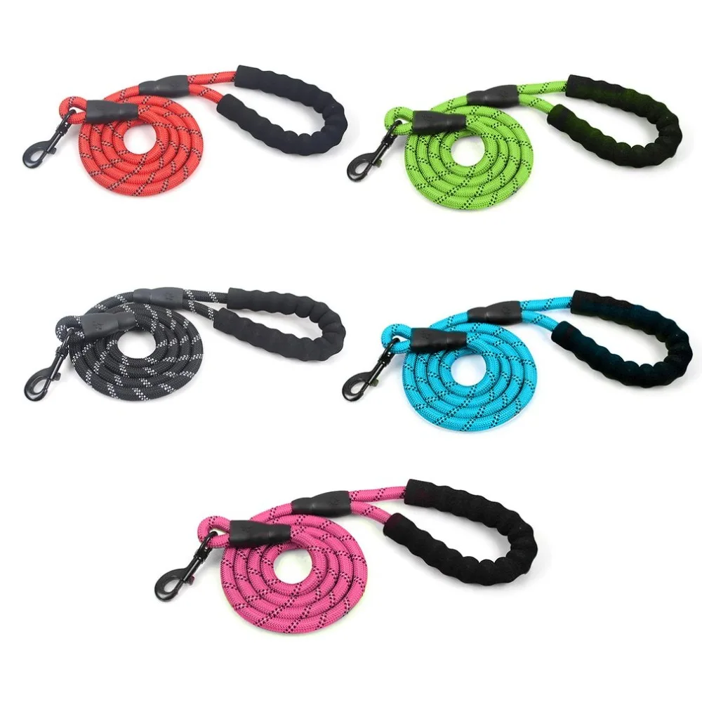 EVA Foam Handle Reflective Nylon Traction Rope Round Rope Dog Leash Durable Rope Lead for Medium and Large Dogs